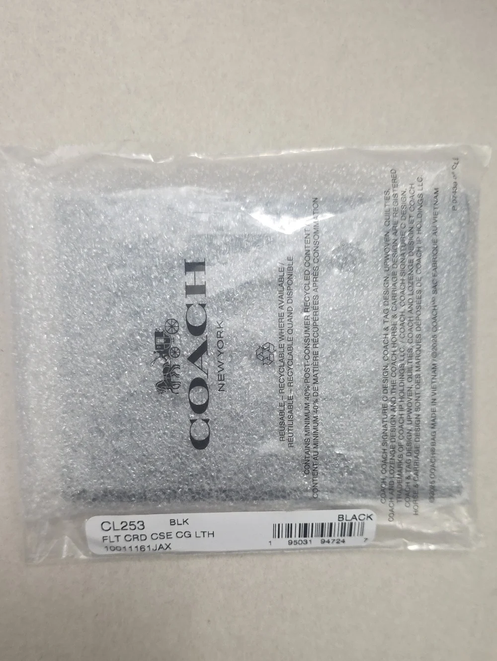 Coach Card Case CL253 Black New